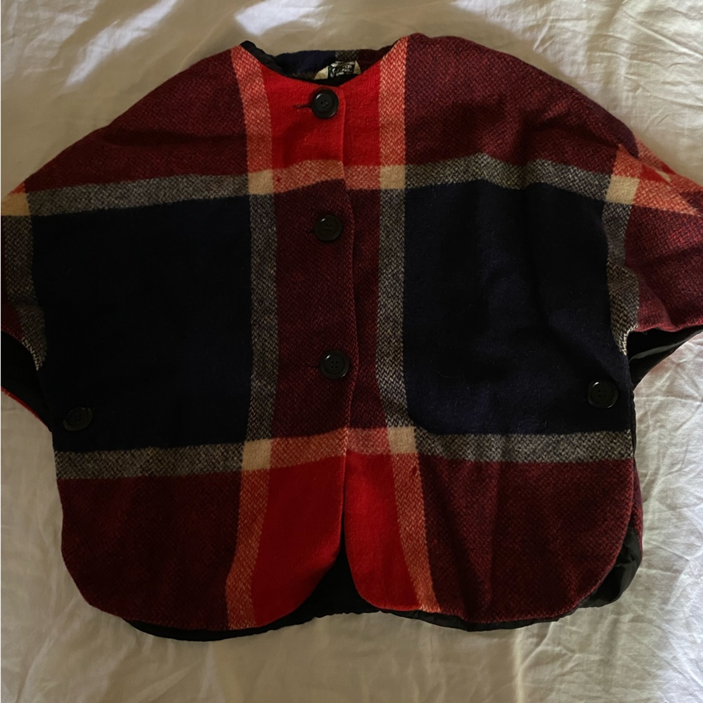 Vintage Country place wool plaid poncho